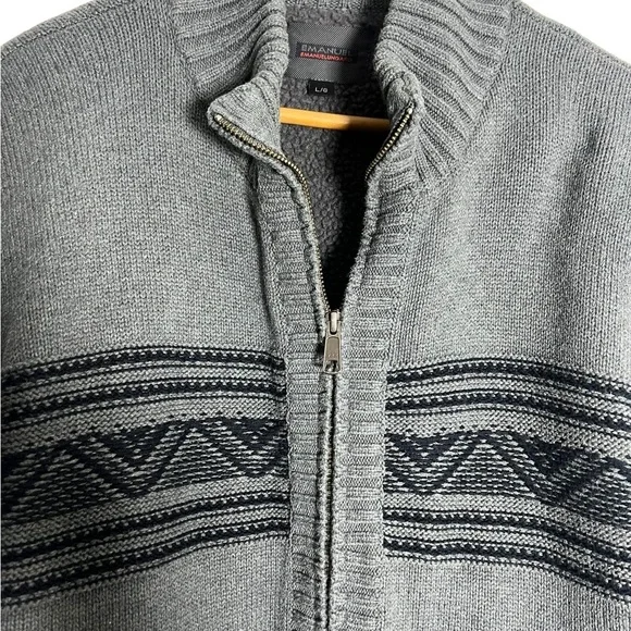 Emanuel Ungaro Gray Zip-Up Sweater with Black Accents - Picture 3 of 4